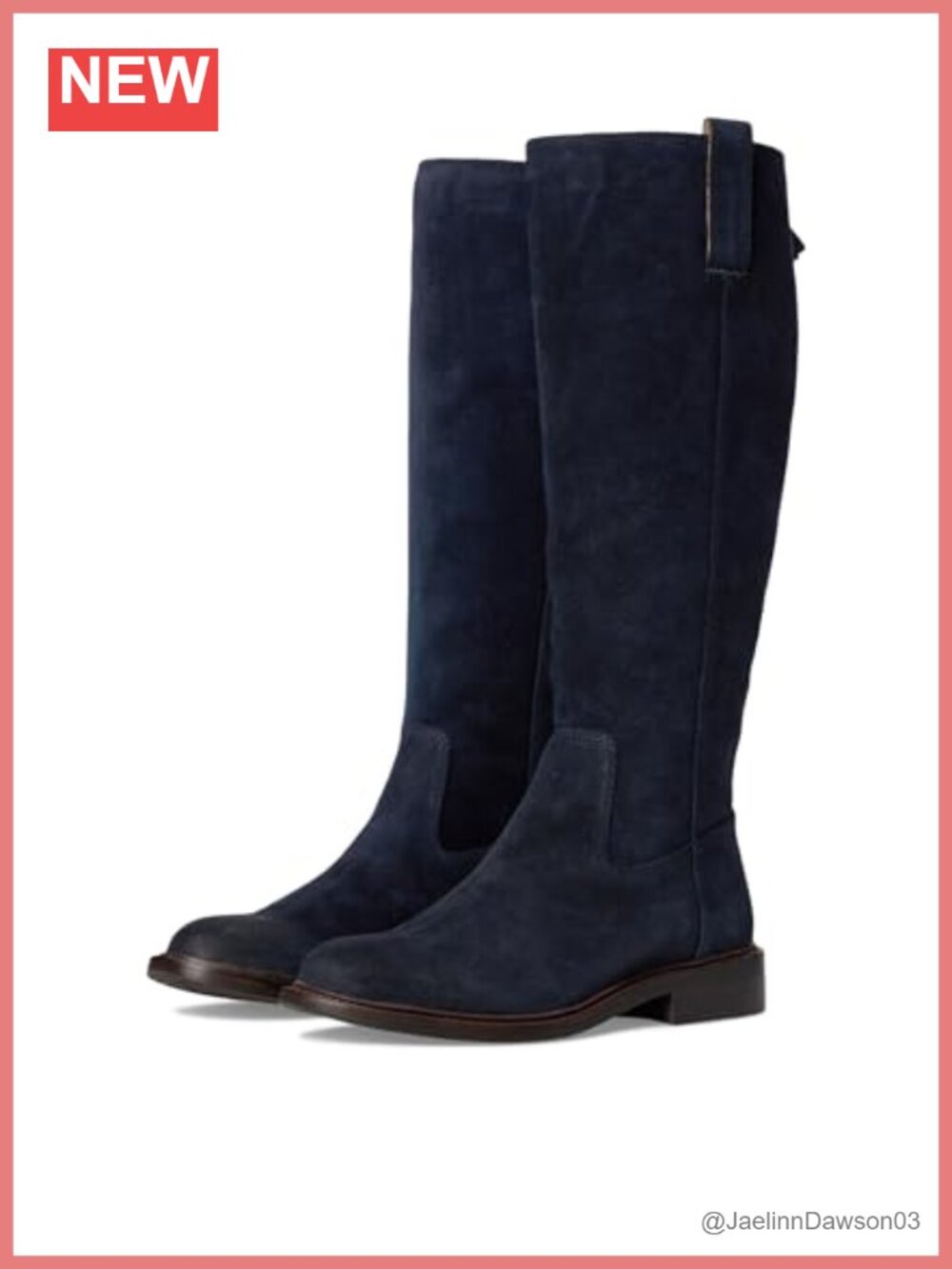 Waterproof Suede Knee High Boots Low Heel Zip Closure Fall